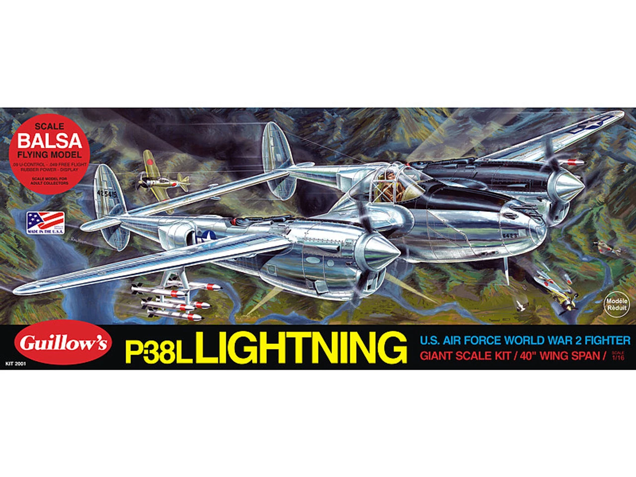 Guillow 1/16 Lockheed P-38L Lightning Balsa Model Kit 1 Guillow 1/16 Lockheed P-38L Lightning Balsa Model Kit