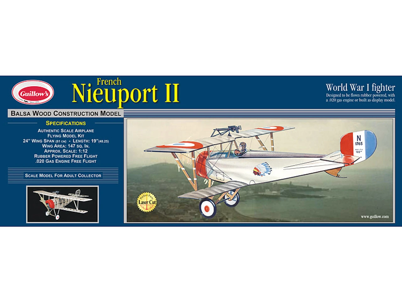 Guillow 1/12 Nieuport II Balsa Model Kit 1 Guillow 1/12 Nieuport II Balsa Model Kit