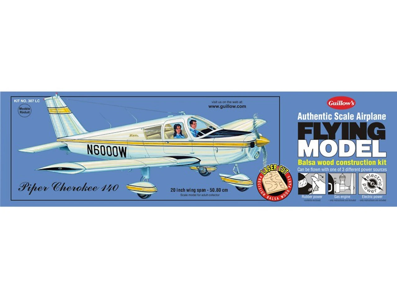 Guillow 1/20 Piper Cherokee 140 Balsa Model Kit 1 Guillow 1/20 Piper Cherokee 140 Balsa Model Kit