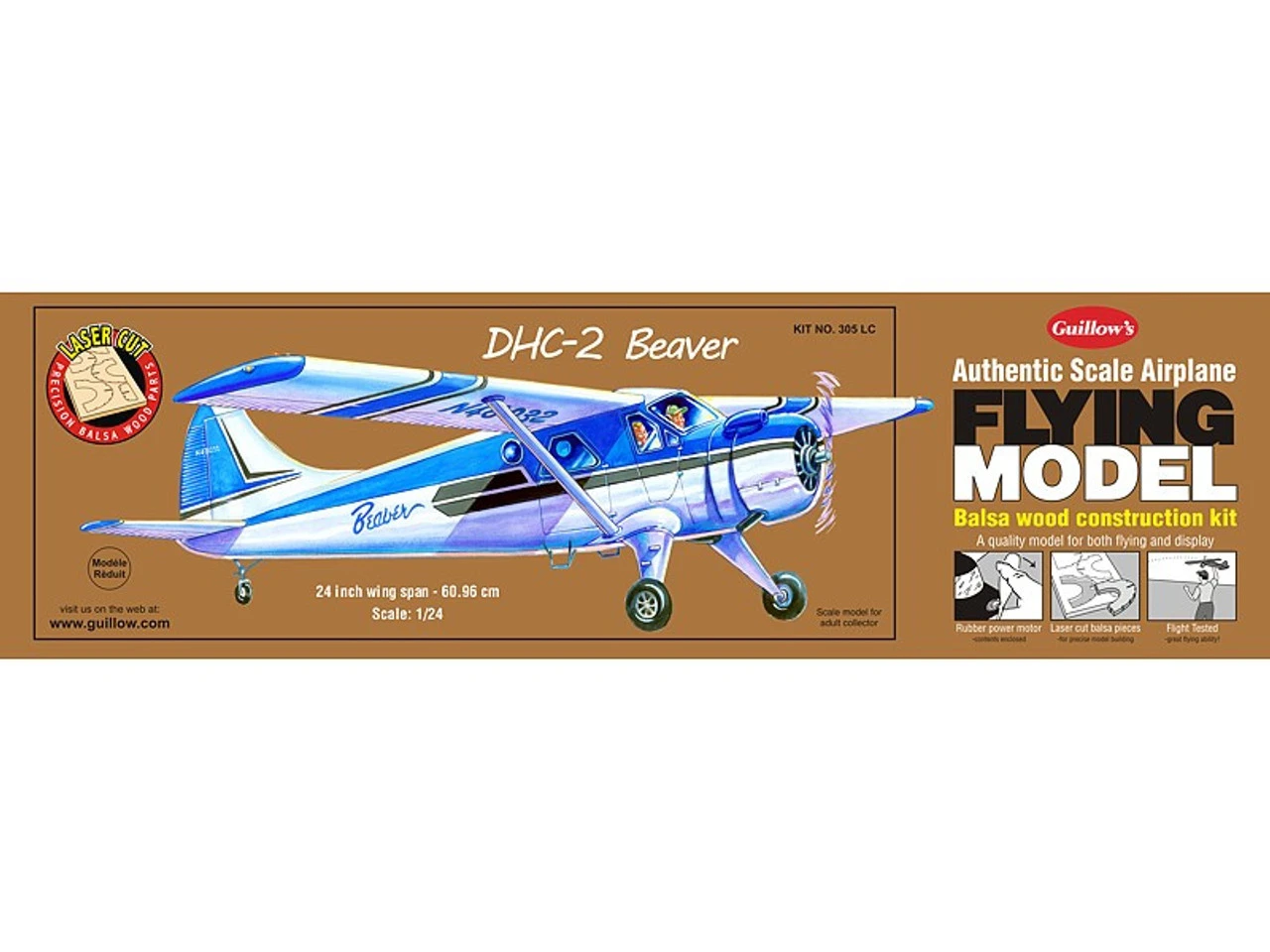 Guillow 1/24 DHC-2 Beaver Wooden Model Kit 1 Guillow 1/24 DHC-2 Beaver Wooden Model Kit