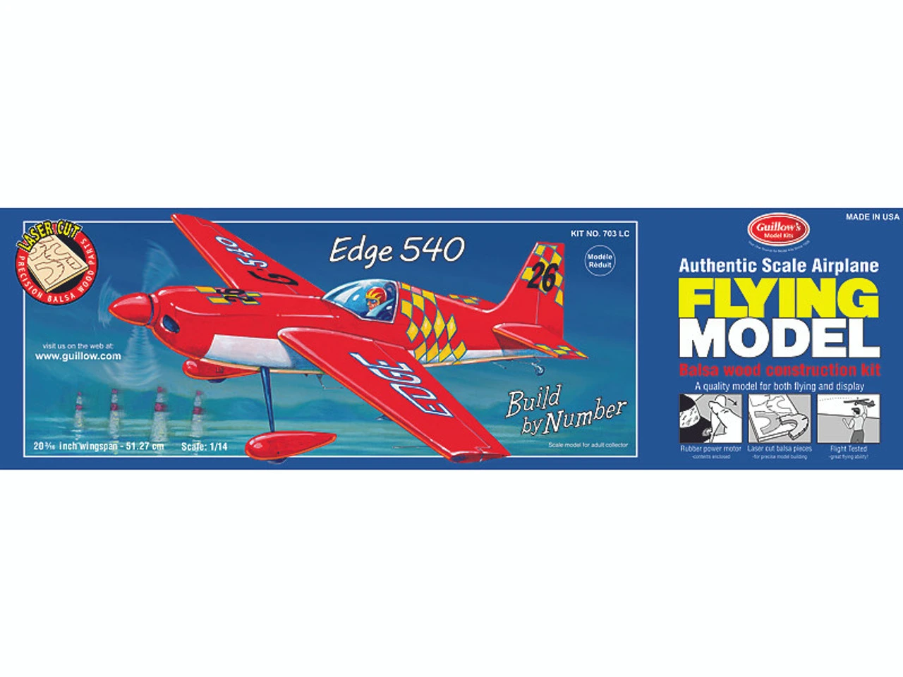Guillow 1/14 Edge 540 Stunt Aircraft Model Kit 1 Guillow 1/14 Edge 540 Stunt Aircraft Model Kit