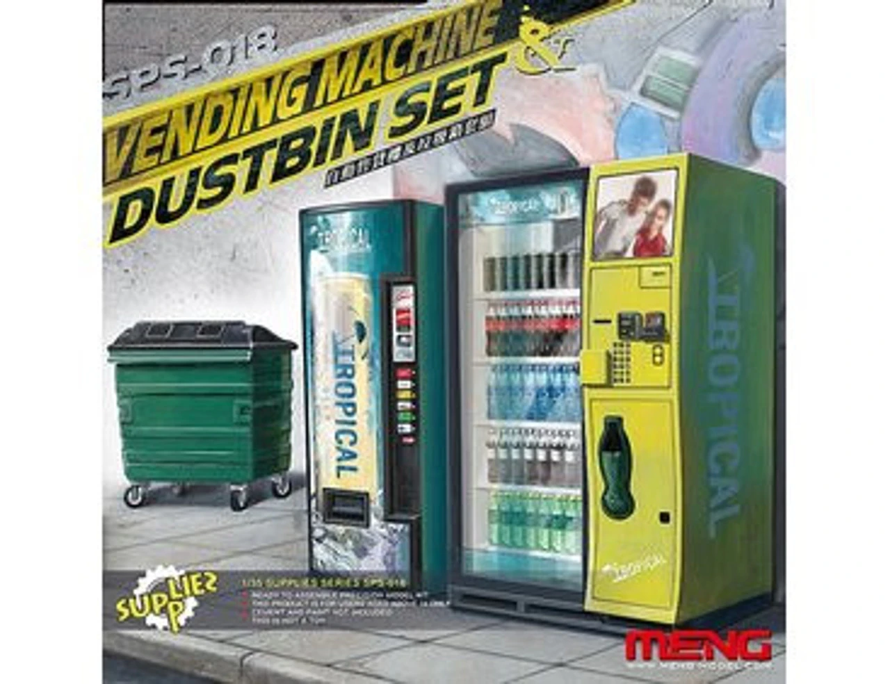 Meng Models 1/35 Vending Machine And Dumpster Set 1 Meng Models 1/35 Vending Machine And Dumpster Set