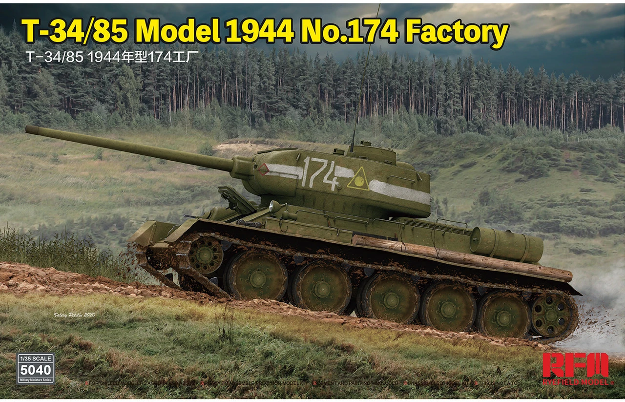 Rye Field Models 1/35 T-34/85 Model 1944 No.174 Factory Model Kit 1 Rye Field Models 1/35 T-34/85 Model 1944 No.174 Factory Model Kit