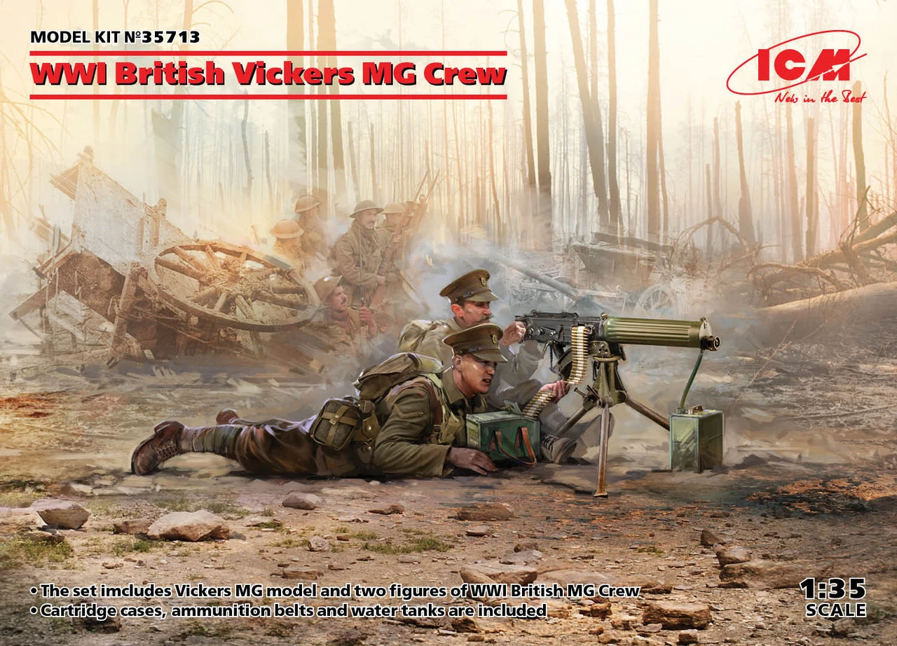 ICM 1/35 WWI British Vickers MG & Crew Model Kit 1 ICM 1/35 WWI British Vickers MG & Crew Model Kit