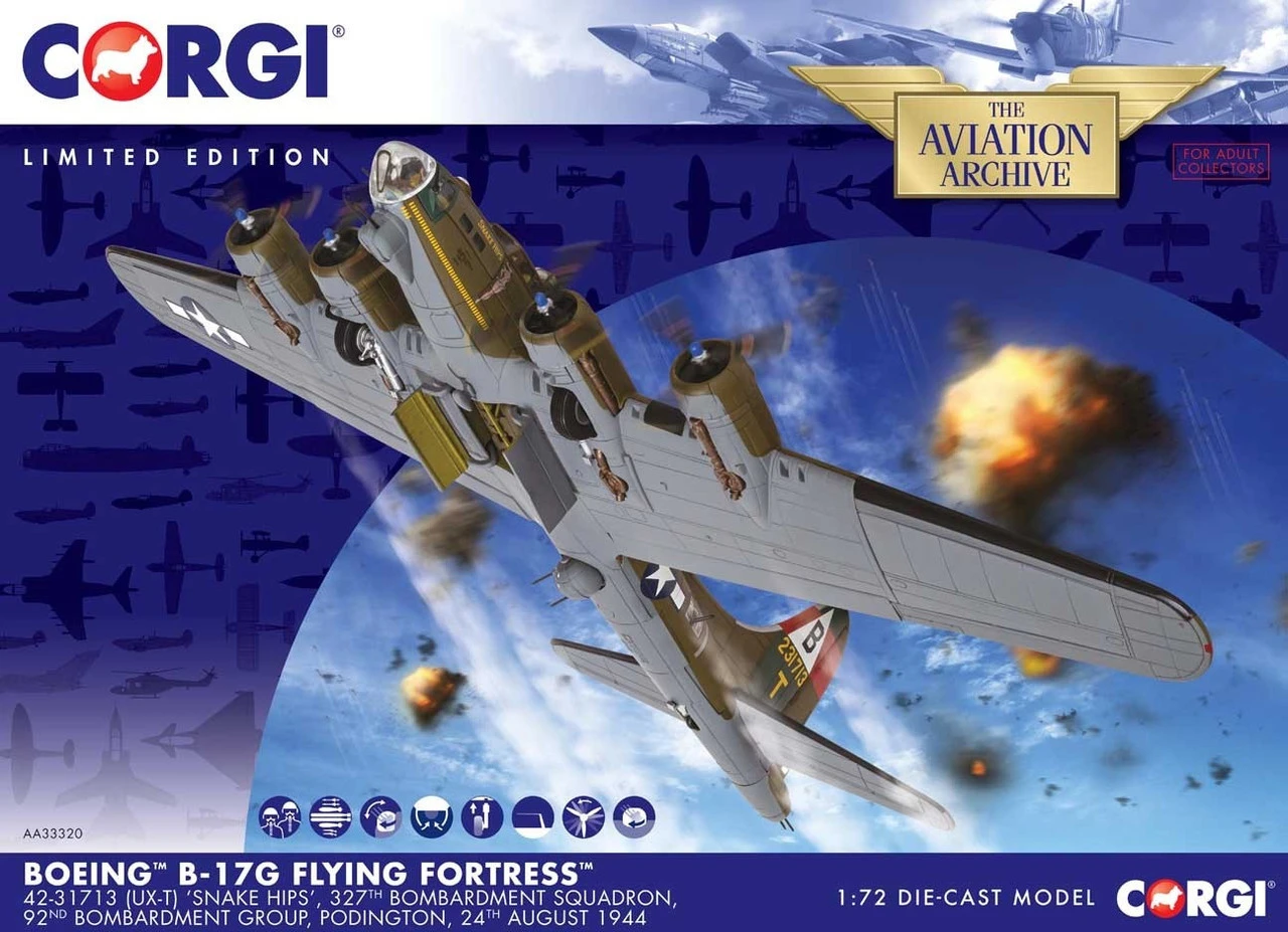 Corgi 1/72 Boeing B-17g Flying Fortress Snake Hips Diecast Model 1 Corgi 1/72 Boeing B-17g Flying Fortress Snake Hips Diecast Model