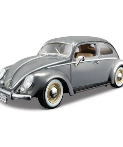 Burago 1/18 VW Kafer Beetle 1955 Grey Diecast Model