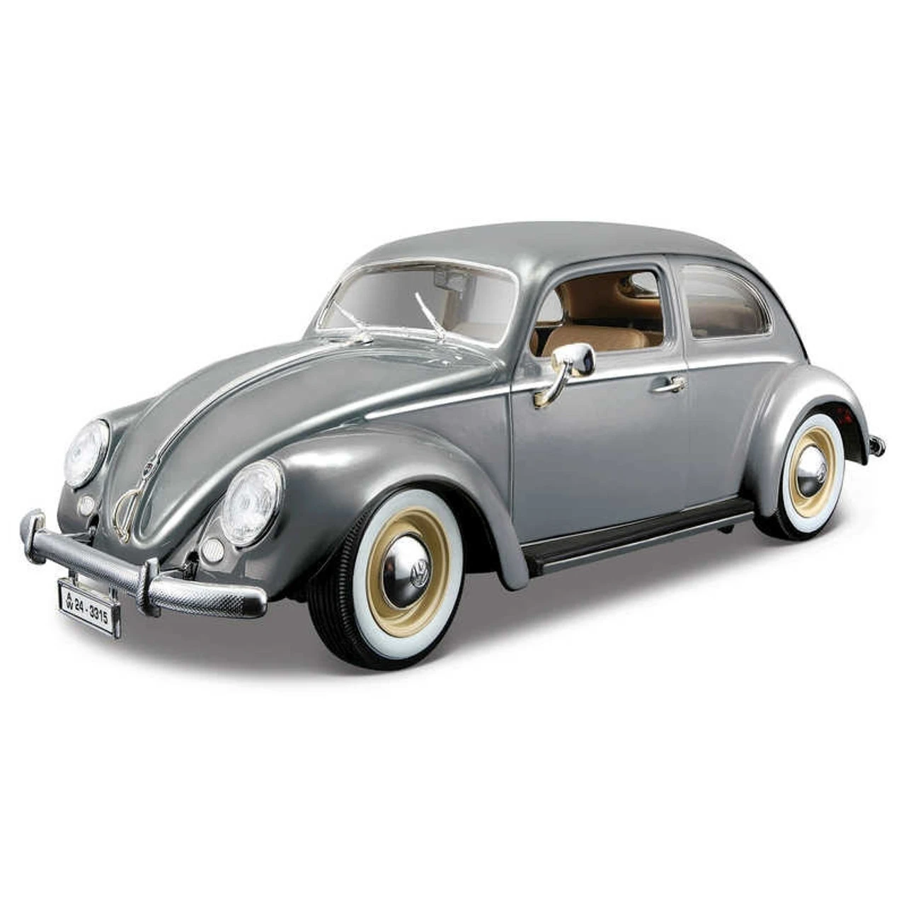 Burago 1/18 VW Kafer Beetle 1955 Grey Diecast Model 1 Burago 1/18 VW Kafer Beetle 1955 Grey Diecast Model