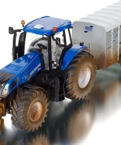 Siku 1/32 New Holland Tractor With Ifor Williams Stock Trailer Diecast Model