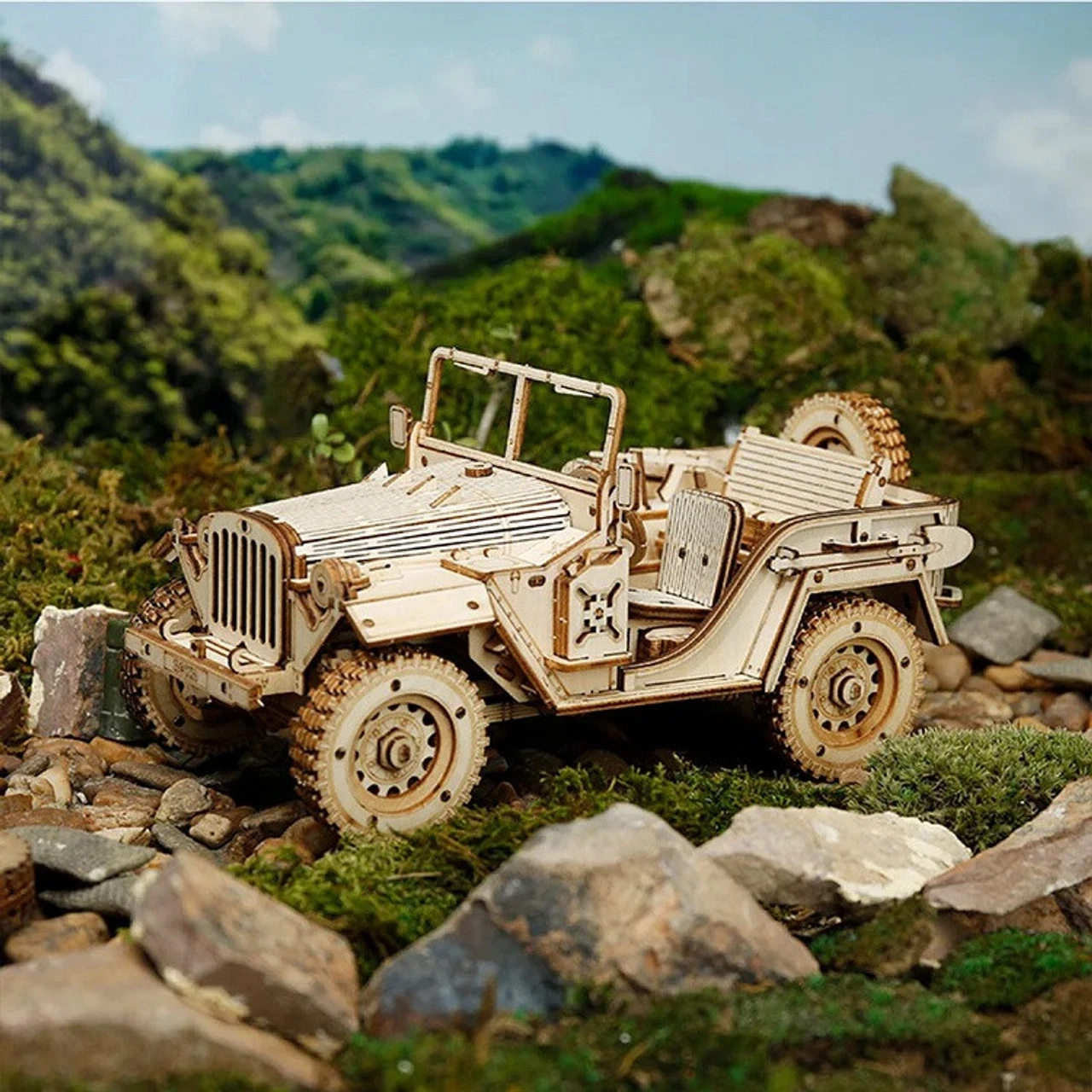 Rokr Army Jeep 3D Wooden Puzzle Model Kit 7 Rokr Army Jeep 3D Wooden Puzzle Model Kit - Image 7
