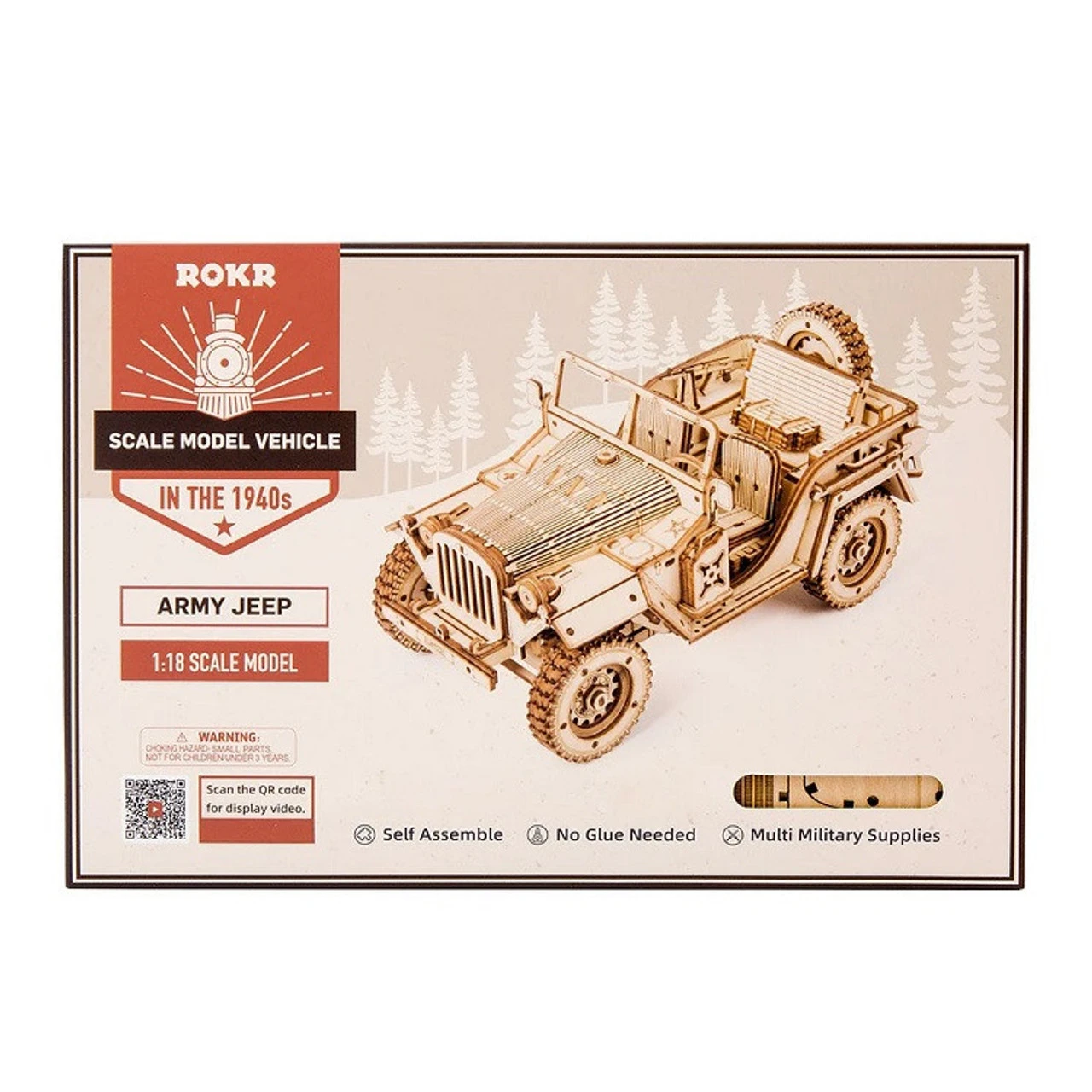 Rokr Army Jeep 3D Wooden Puzzle Model Kit 2 Rokr Army Jeep 3D Wooden Puzzle Model Kit - Image 2