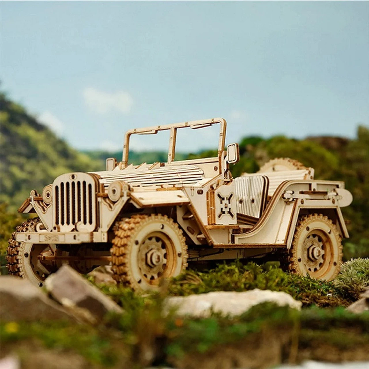 Rokr Army Jeep 3D Wooden Puzzle Model Kit 6 Rokr Army Jeep 3D Wooden Puzzle Model Kit - Image 6