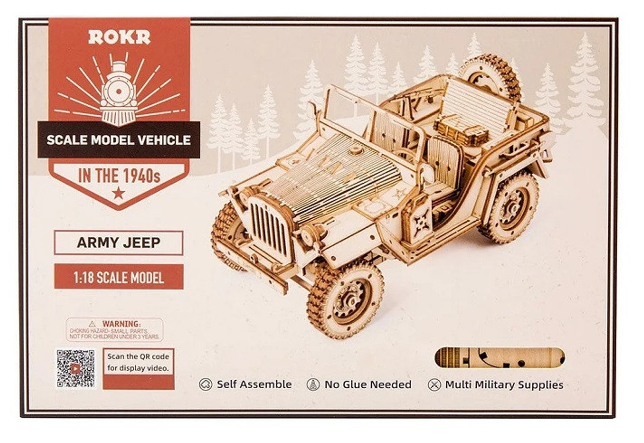Rokr Army Jeep 3D Wooden Puzzle Model Kit 1 Rokr Army Jeep 3D Wooden Puzzle Model Kit