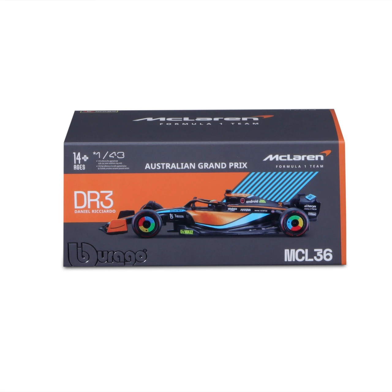 Burago 1/43 McLaren F1 MCL 36 2022 #3 Daniel Ricciardo Diecast Model 7 Burago 1/43 McLaren F1 MCL 36 2022 #3 Daniel Ricciardo Diecast Model - Image 7
