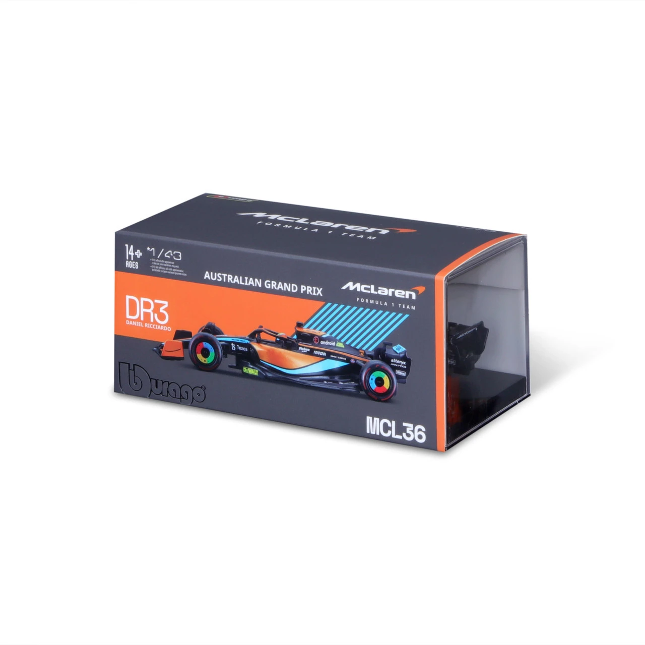 Burago 1/43 McLaren F1 MCL 36 2022 #3 Daniel Ricciardo Diecast Model 8 Burago 1/43 McLaren F1 MCL 36 2022 #3 Daniel Ricciardo Diecast Model - Image 8