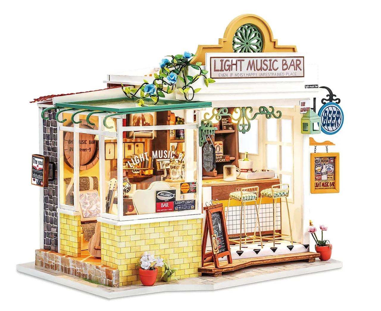 Rolife Light Music Bar Wooden Diorama Kit 1 Rolife Light Music Bar Wooden Diorama Kit
