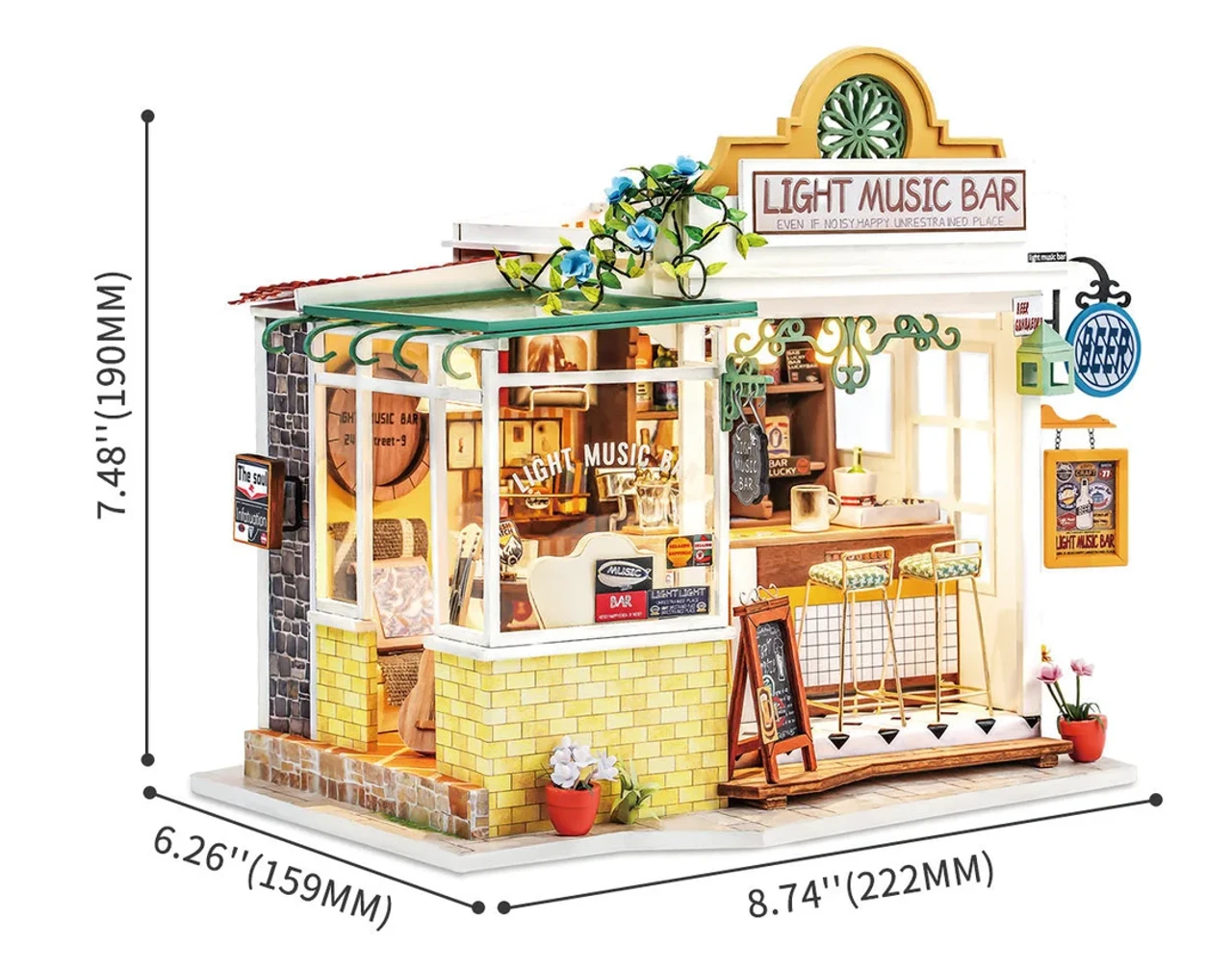 Rolife Light Music Bar Wooden Diorama Kit 4 Rolife Light Music Bar Wooden Diorama Kit - Image 4